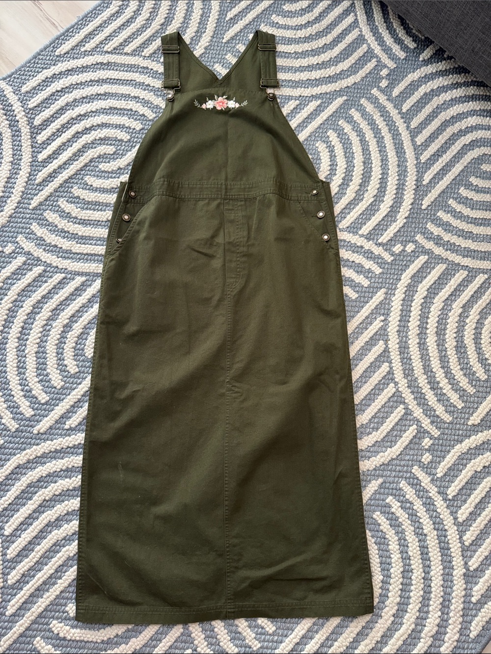 Vintage 90s Liz Claiborne Olive Overall Maxi Dress Large